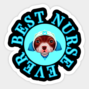 Best Medical Nurse Cute Pitbull Design Sticker